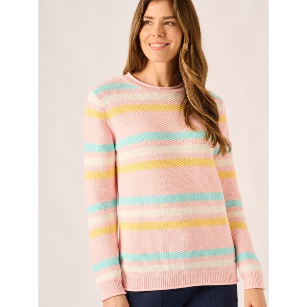 Multicoloured Stripe Crew Neck Jumper - Billie