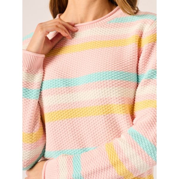 Multicoloured Stripe Crew Neck Jumper - Billie