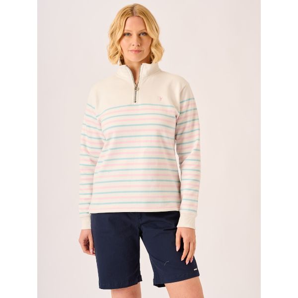 Foam White Multi Stripe 1/4 Zip Sweatshirt – Evonne