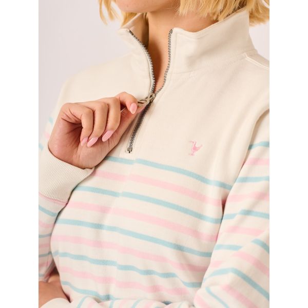 Foam White Multi Stripe 1/4 Zip Sweatshirt – Evonne