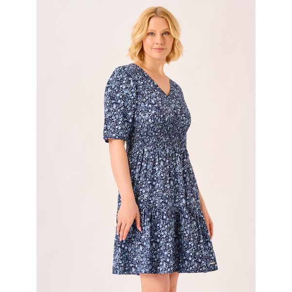 Navy Flower Printed Dress - Foxglove