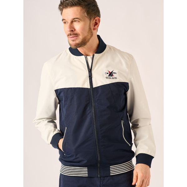 White and Navy Showerproof Bomber Jacket – Jagger