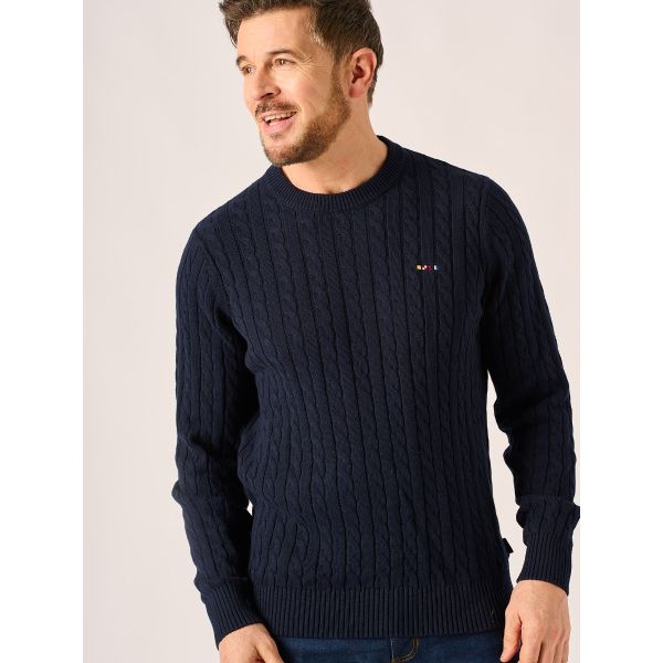 Dark Navy Cable Knit Jumper - Kanter