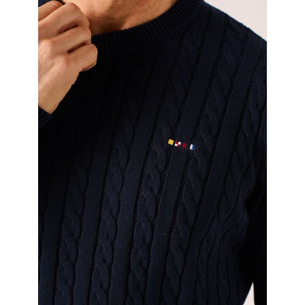 Dark Navy Cable Knit Jumper - Kanter