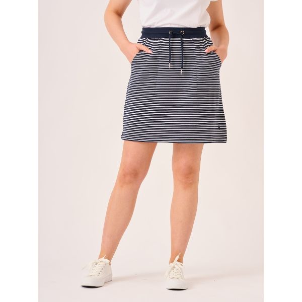 Navy and White Jersey Stripe Skirt - Miss