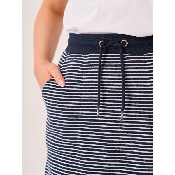 Navy and White Jersey Stripe Skirt - Miss