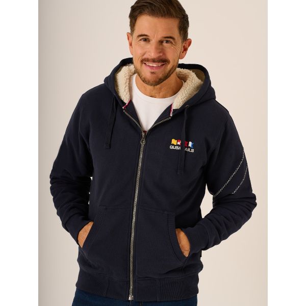 Dark Navy X-Series Zip Borg Lined Hoody - Ruperto 