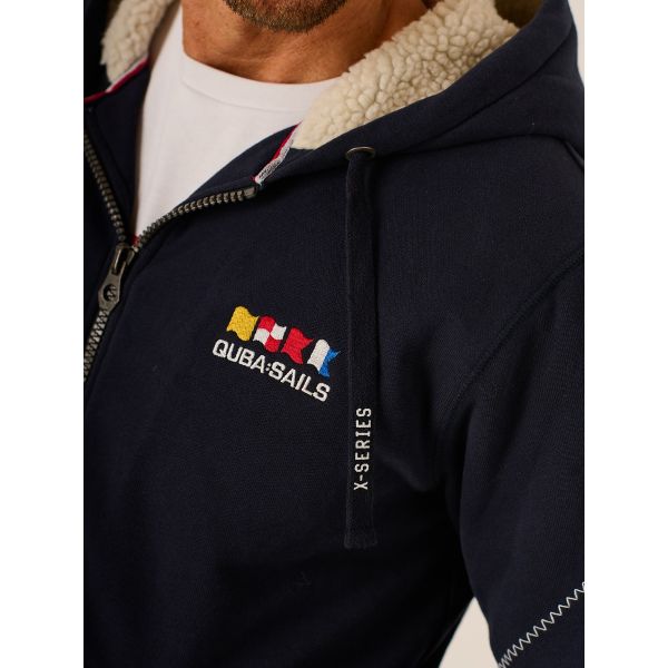 Dark Navy X-Series Zip Borg Lined Hoody - Ruperto 