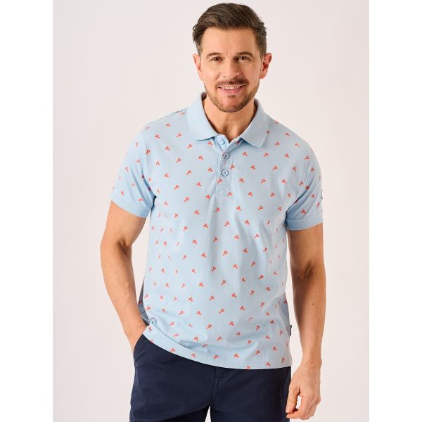 Blue Lobster Print Polo Shirt – Sagar 