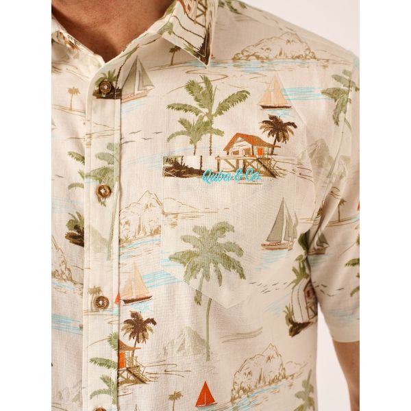 Multicoloured Lifestyle Printed Slub Shirt - Sandbar
