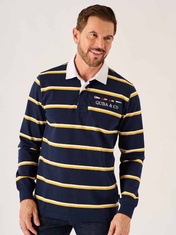 Dark Navy And Amber Quba And Co Lifestyle Rugby Shirt - Ade