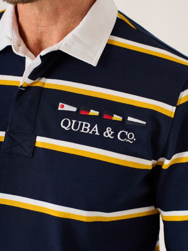 Dark Navy And Amber Quba And Co Lifestyle Rugby Shirt - Ade