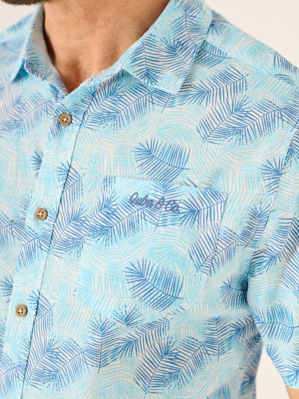Albany Lifestyle Leaf Print Shirt In Blue