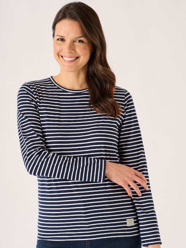 Navy And White Striped Long Sleeve T-Shirt - Anya