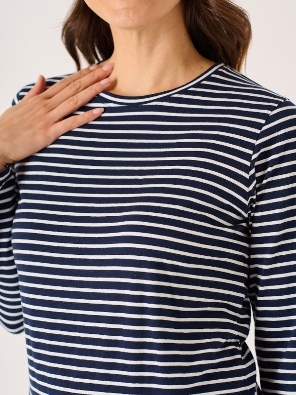 Navy And White Striped Long Sleeve T-Shirt - Anya