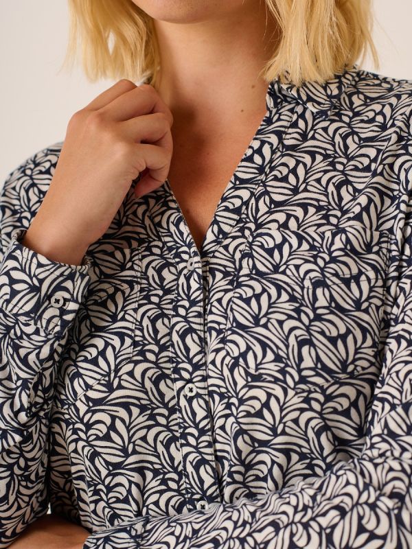 Navy Print Jersey Shirt - Arelette