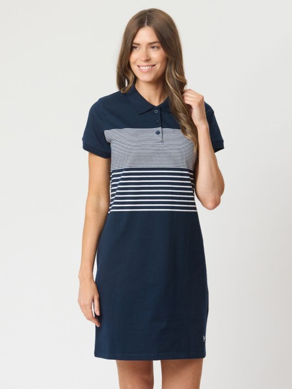 Arlena Polo Shirt Dress In Navy And White 