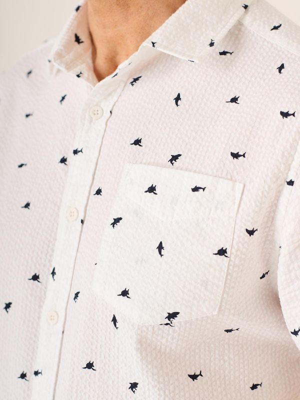 Asher Lifestyle Shark Printed Shirt In White