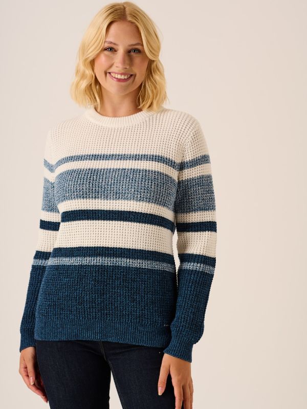 Baine Space Dye Waffle Knit Jumper In Blue And White 
