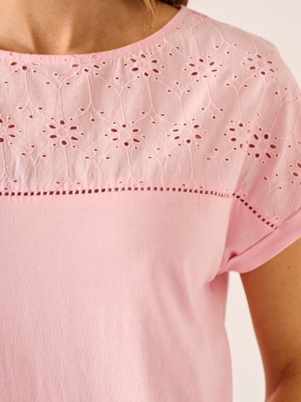 Pink Broderie T-shirt - Baylee