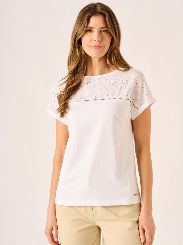 White Broderie T-shirt - Baylee