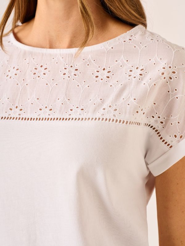 White Broderie T-shirt - Baylee