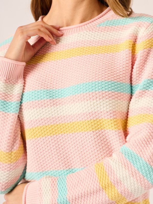 Multicoloured Stripe Crew Neck Jumper - Billie