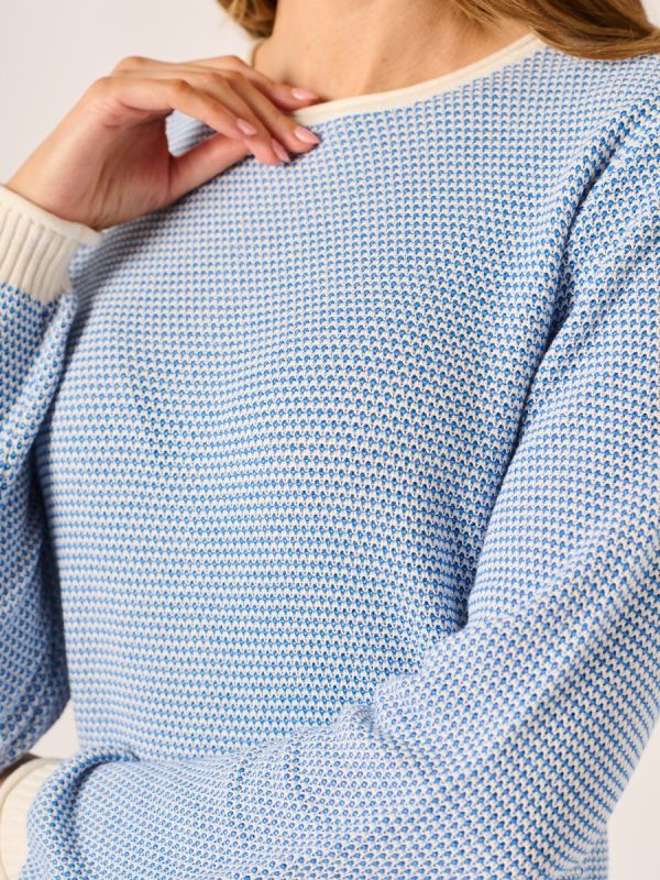 Royal Blue Crew Neck Textured Jumper - Bowie