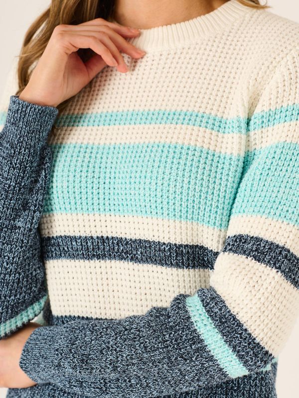 Brine Space Dye Knit Jumper in Navy and Turquoise