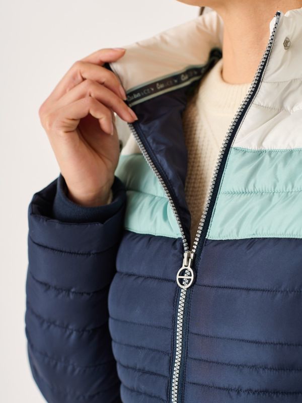 Navy Colour Block Short Quilted Jacket - Calina