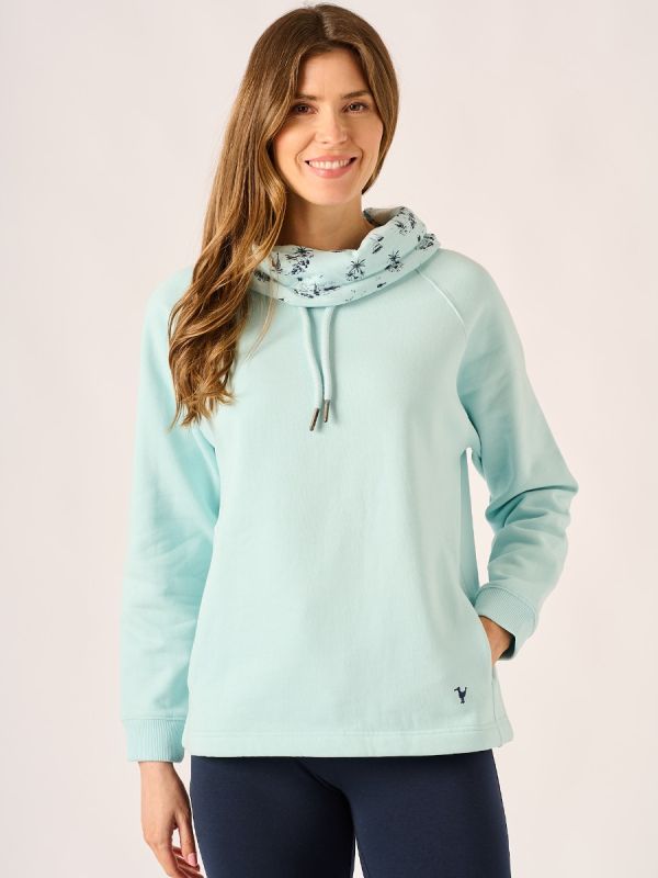 Spray Blue Cowl neck Ladies Sweatshirt - Calloway