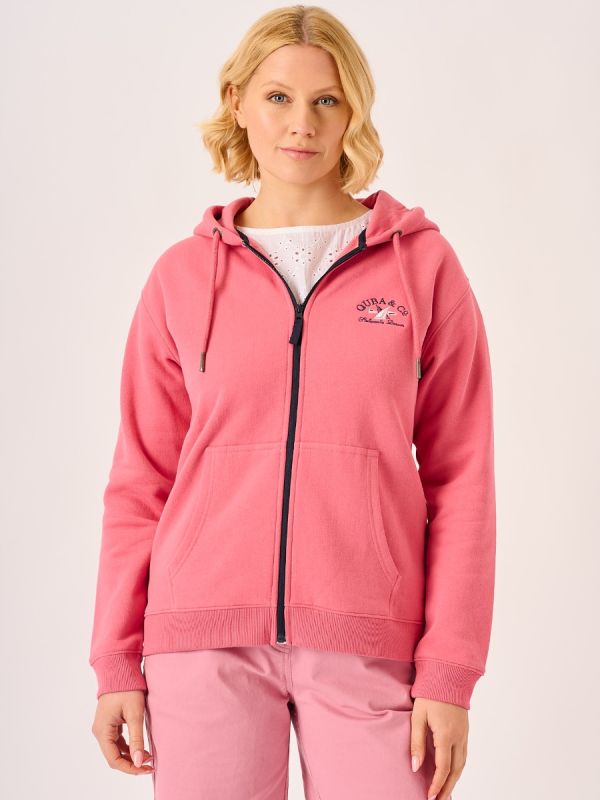 Deep Rose Zip Through Hooded Sweatshirt - Carmen
