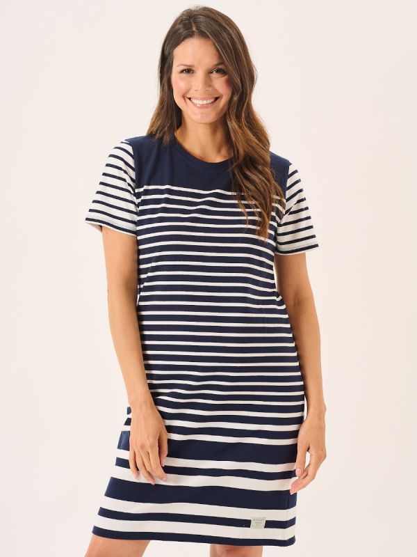 Navy And White Jersey Striped Dress - Catalina