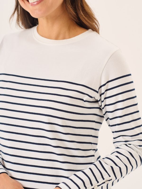 White And Navy Striped Bretton Tunic - Carlotta 