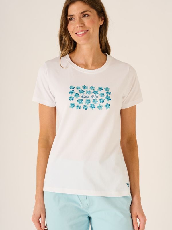 Corie Floral Print Graphic T-Shirt In White