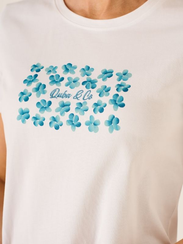Corie Floral Print Graphic T-Shirt In White