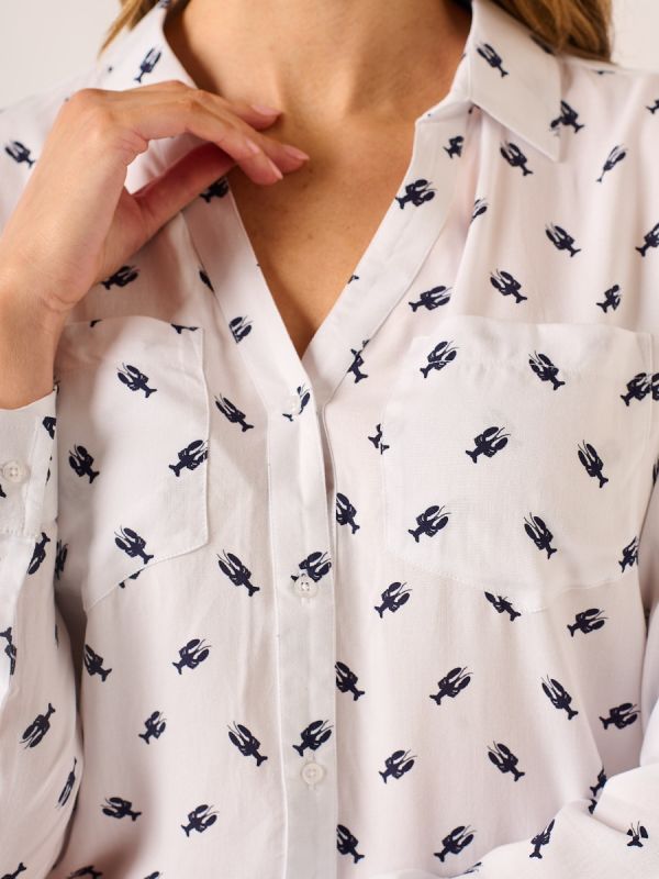 Lobster Print Button-Down Shirt – Eden