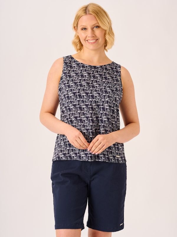 Navy Boat Print Vest - Edi