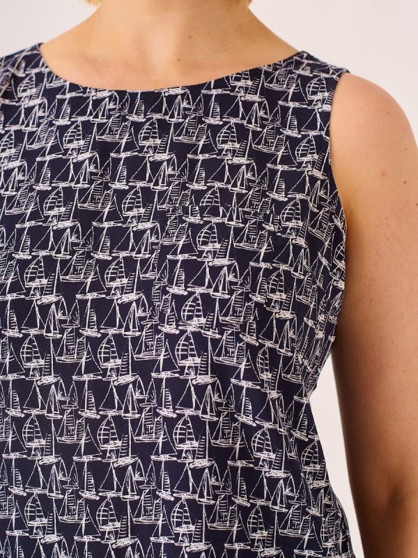 Navy Boat Print Vest - Edi