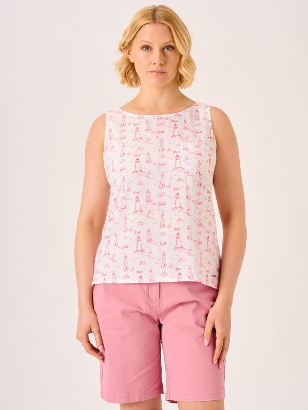 Pink Lighthouse Print Vest - Edi