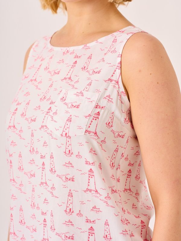 Pink Lighthouse Print Vest - Edi