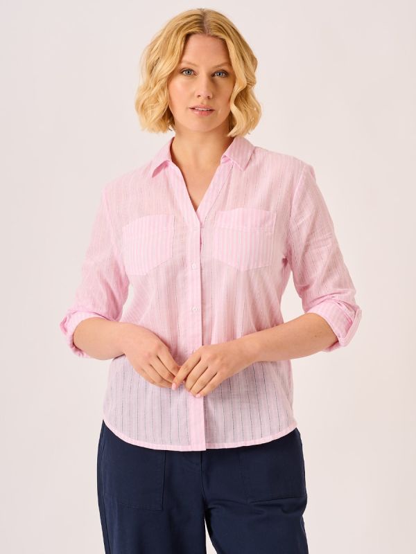 Pink and White Woven Stripe Shirt – Elsa
