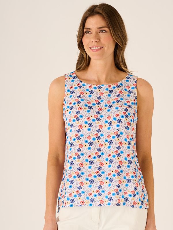 Enid Printed Woven Sleeveless Top With Multicoloured Print