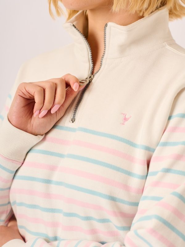 Foam White Multi Stripe 1/4 Zip Sweatshirt – Evonne