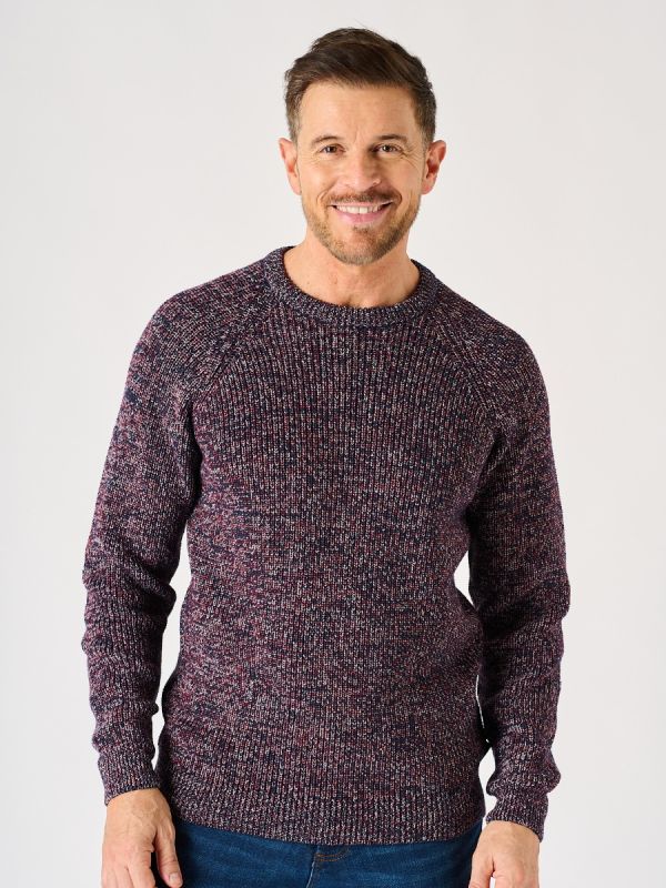 Burgundy Twisted Yarn Crew Neck Jumper - Gillits