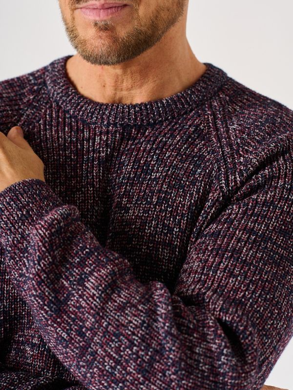 Burgundy Twisted Yarn Crew Neck Jumper - Gillits