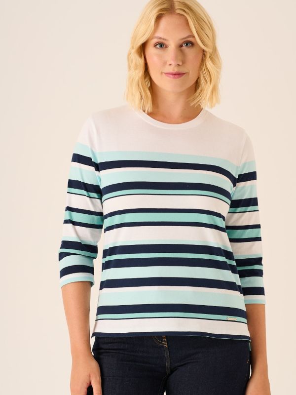 Grace Multicoloured 3/4 Sleeve Yarn Dye T-Shirt 