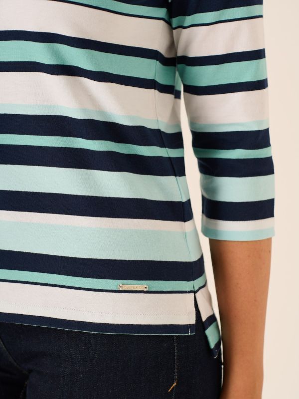 Grace Multicoloured 3/4 Sleeve Yarn Dye T-Shirt 