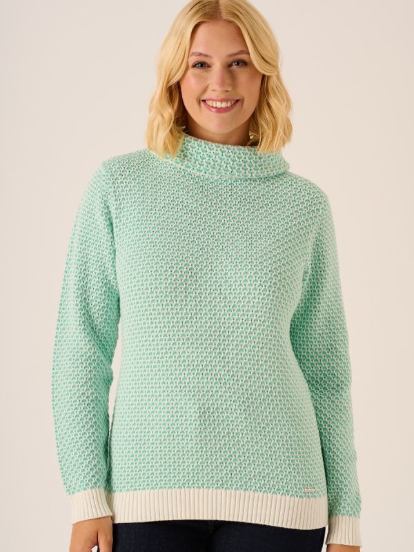 Grensa Cowl Neck Textured Jumper In Aqua
