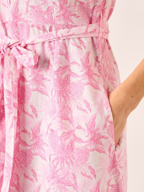 Pink Palm Print Dress - Hallie 